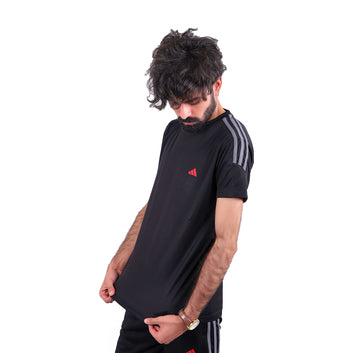 ADI Black with Grey Stripes Dri-Fit Tracksuit