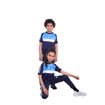 ADI Sky Blue White & Navy Blue Kids Dri-Fit Tracksuit