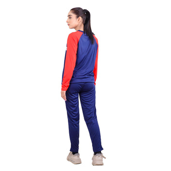 ADI Navy Blue & Red Full Sleeves Dri-Fit Tracksuit - L
