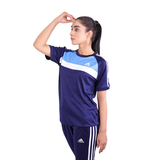 ADI Sky Blue White & Navy Blue Dri-Fit Tracksuit - L