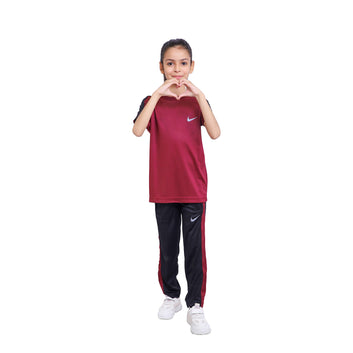 Nik Maroon & Black Kids Dri-Fit Tracksuit