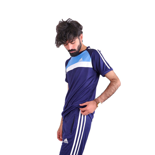 ADI Sky Blue White & Navy Blue Dri-Fit Tracksuit