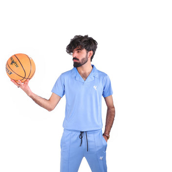 KF Sky Blue With Collar Style Dri-Fit Tracksuit