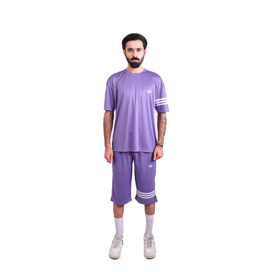 ADI Purple Shorts Dri-Fit Tracksuit